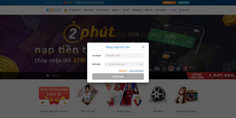 Cách đăng nhập vào tài khoản cược Kubet chỉ với 4 cú nhấp